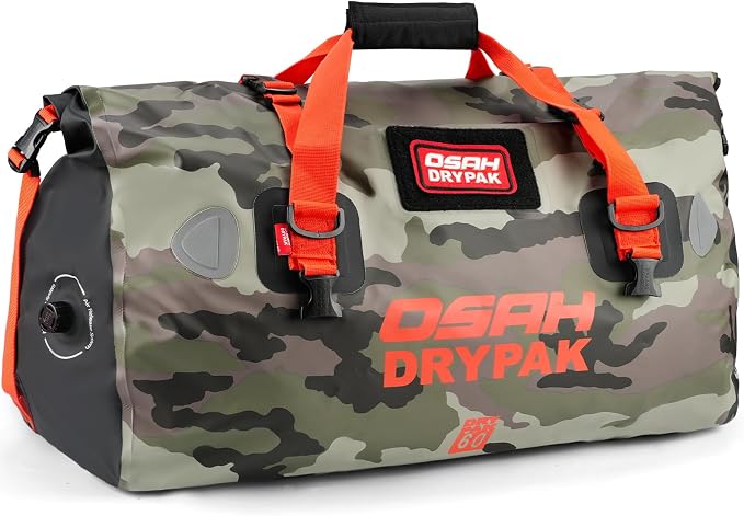 OSAH DRYPAK Waterproof Duffel Bag - Motorcycle Dry Bag Tail Bag with Large Storage Space, Waterproof Luggage Duffle Bags with Outer Mesh Zipper Pocket for Camping, Kayaking, Fishing & Traveling by OSAHDRYPAK
