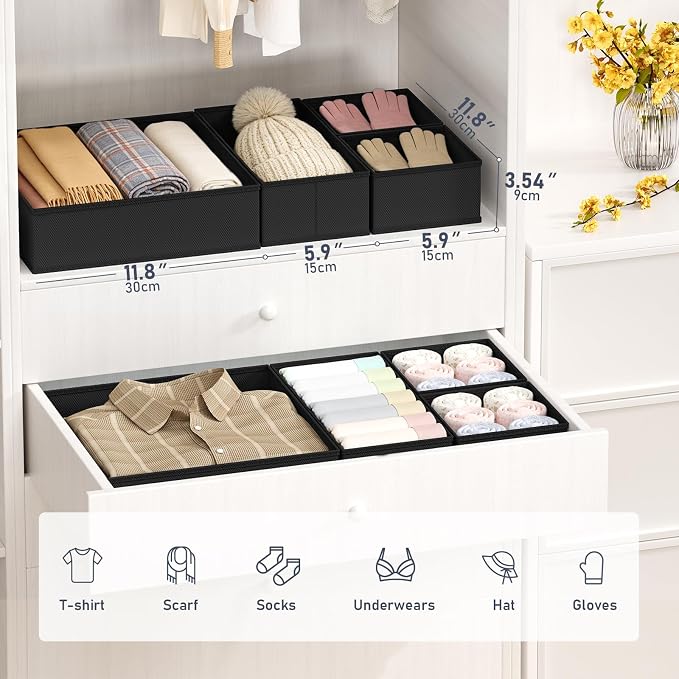 DIMJ Drawer Organizer Clothes - 30 Pack Baby Dresser Organizer for Nursery Closet Organization, Fabric Drawer Organizer Bins for Underwears Socks Bras, Foldable Storage Dividers for Bedroom - Image 3