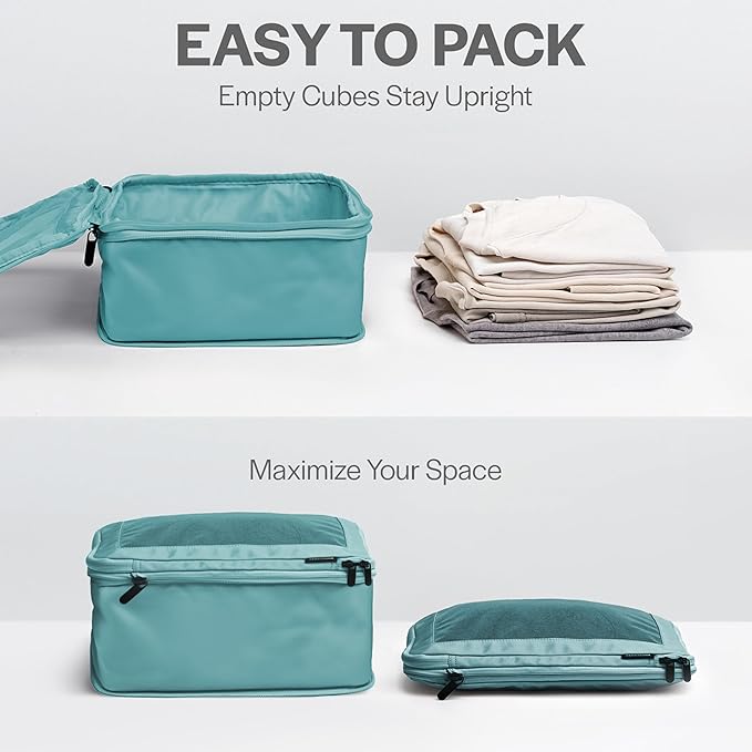 Aerotrunk Compression Packing Cubes for Travel - Luggage Organizer Bags - Double Zipper Packing Cubes for Suitcases (12-Pack, Teal) - Image 5