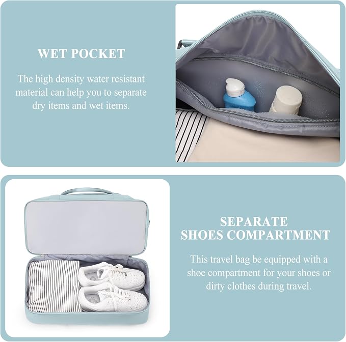 Weekender Bags for Women,Personal Item Travel Bag with Shoes Compartment,Overnight Travel Duffel Bag with Toiletry Bag - Image 5