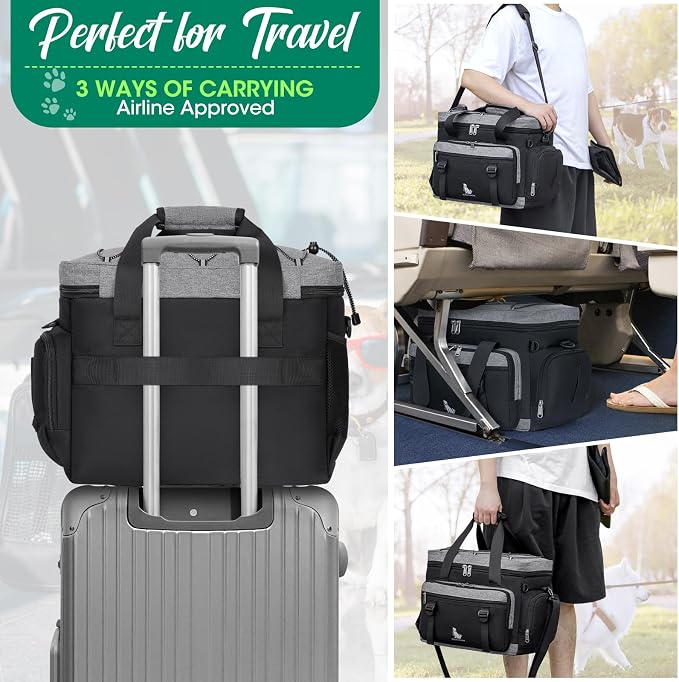 IGOLUMON Dog Travel Bag Large Pet Travel Bags Set for Supplies Weekend Travel Kit Tote Organizer Multi-Pockets Food Travel Bag with 2 Extra Large Food Containers, 2 Dog Bowls, 1 Feeding Mat - Image 6