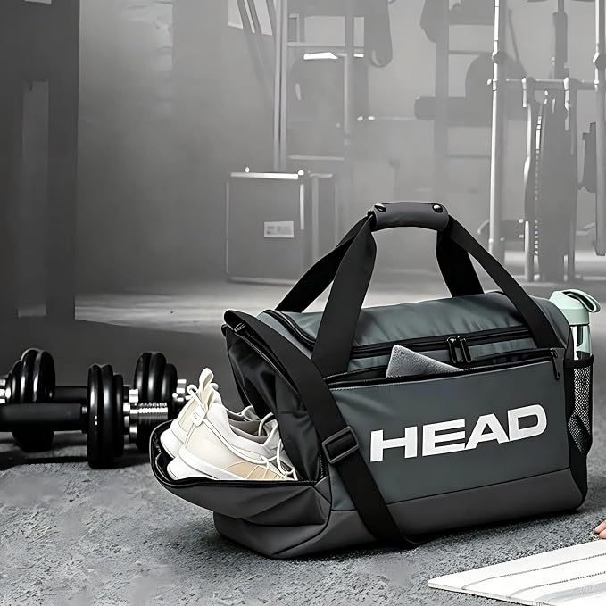 HEAD 45L Gym Duffel Bag with Separate Shoe Compartment & Wet Pocket for Men | Waterproof, Large Openning, with side pocket&inner large zipper pocekt, for Sport, Workout, Fitness, Swimming, Travel - Image 4