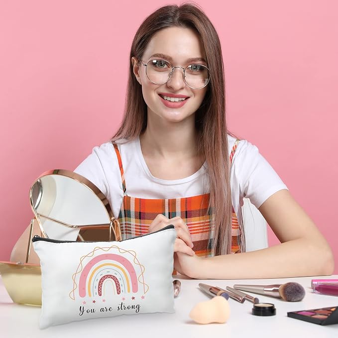 Hillban 36 Pcs Rainbow Cosmetic Bags for Women Inspirational Cute Canvas Makeup Bags Bulk Motivational Travel Cosmetic Pouch Beautiful Gifts for Teacher, 12 Styles - Image 5