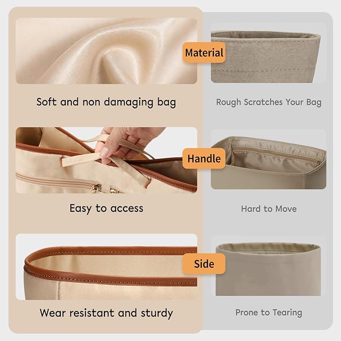 GIVLEFLY Purse Organizer Insert for Tote Bag, 9.84 Inch Satin Bag Organizer, Multi Pocket Handbag Organizer for Everyday Totes - Image 6