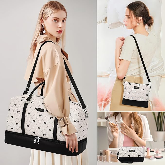 IBFUN Weekender Bags for Women, 21" Weekender Travel Bag, Travel Duffle Bag with Shoe Compartment Carry on Overnight Duffel Bag for Weekend Travel Business Trip, 3PCS - Image 2