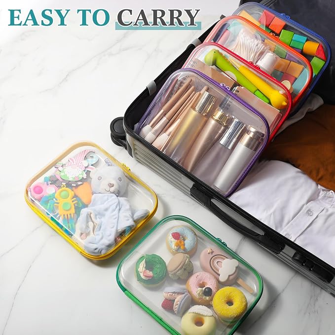 Sanwuta 6 Pcs Clear Hard Zipper Case Plastic Zipper Pouches Transparent Makeup Bag Pencil Case Pouches Toiletry Diaper Bag for Travel Toy Storage Organizer Bins - Image 6