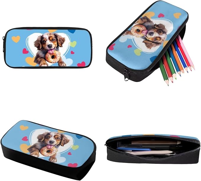 Cartoon Border Collie Dog Print Backpack Set Schoolbag Large Capacity Bookbag Lunch Box Pencil Case 17 Inch Travel Laptop Backpacks Student Rucksack Daypack with Zipper - Image 6
