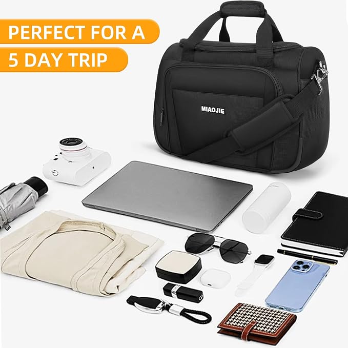 Underseat Carry On Luggage Lightweight Travel Tote Weekender Bag Overnight Duffle Bag for Travel, Travel Essentials Personal Item Travel Bag for Women and Men,Black-16Inch - Image 4