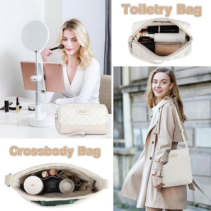 ITIEZY Weekender Overnight Bag for Women - Large Travel Duffel Bag with Shoe Compartment, Gym Duffel Bag Hospital Bag Carry On Tote Bags for Airplanes with Crossbody Bag Toiletry Bag 3Pcs Set - Image 6