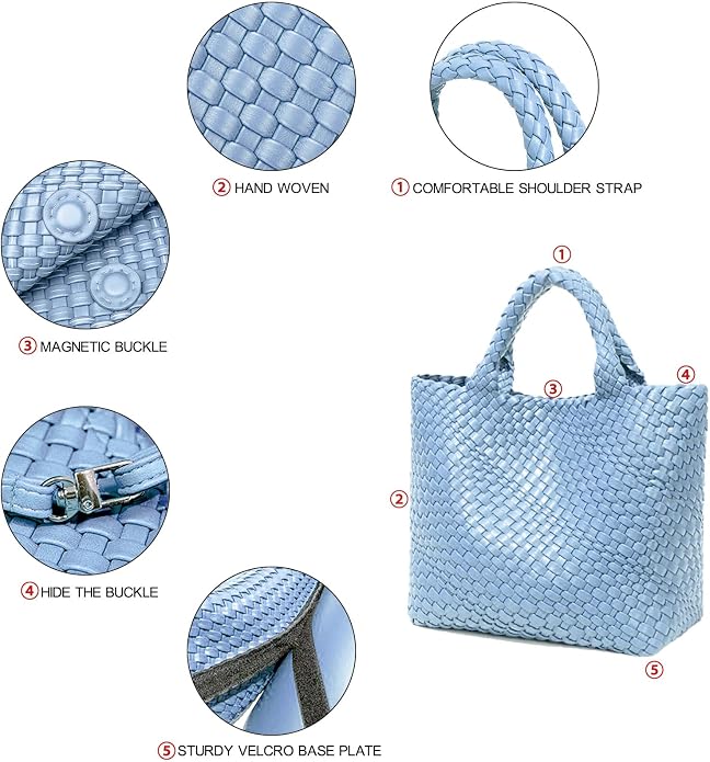 JINMANXUE Fashion Woven Bag Shopper Bag Travel Handbags and Purses Women Tote Bag Large Capacity Shoulder Bags - Image 6