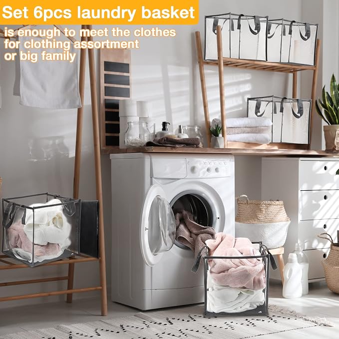 Zopeal 1 Pack Popup Laundry Hamper 13 Inch Collapsible Laundry Baskets with Handles Mesh Clothes Baskets Portable Single Layer Foldable Clothes Hamper Square Bin for Washing (Grey,Single-layer) - Image 5