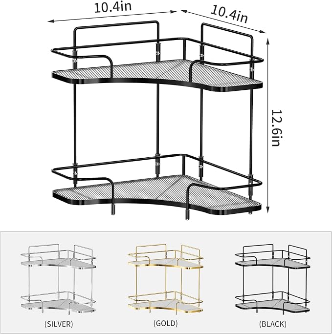 Seoneiro 2 Tier Corner Bathroom Counter Organizer, Cosmetic Skincare Organizer, Bathroom Countertop Perfume Tray Vanity Organizer, Kitchen Spice Corner Storage Shelf - Image 3