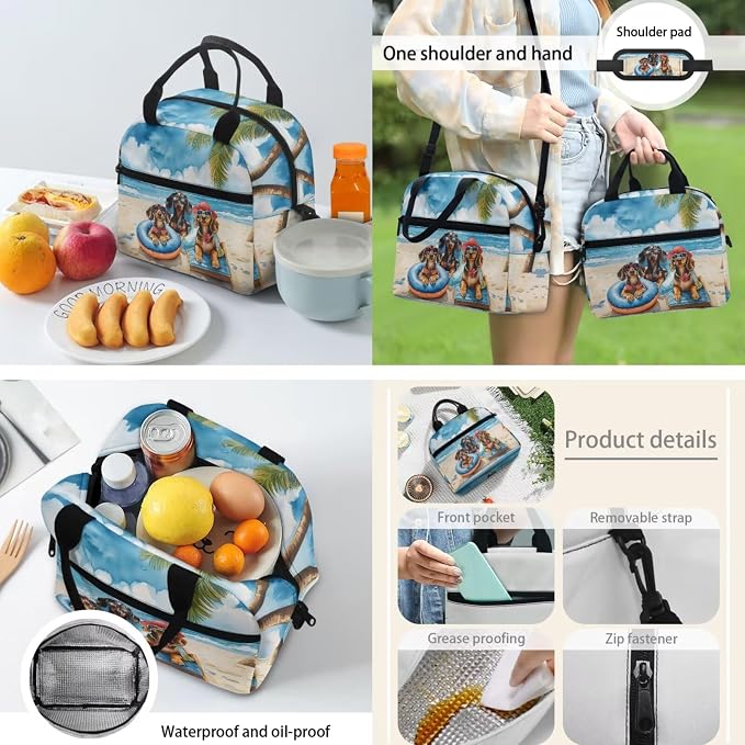 4 pcs Kids Backpack Set with Funny Dachshund Print, School Supplies Include School Bags Book Bag with Insulated Lunch Bag Kit Pen Bags Water Bottle Sleeve Set for Kids Teens Boys Girls - Image 4