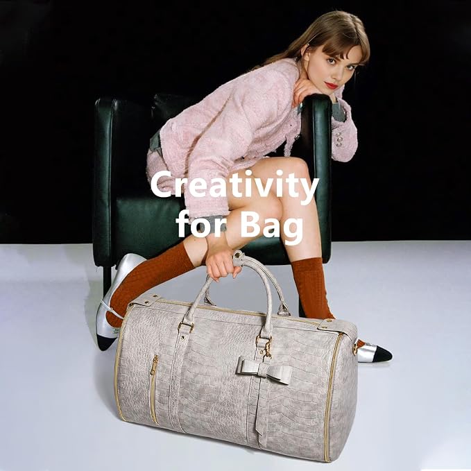 Garment Bags for Travel, Convertible Suit Travel Bag for Women, Stylish Carry On Garment Bag with Toiletry Pocket, Shoulder Strap & Shoes Compartment, 2 in 1 Foldable PU Leather Duffle Bag, Multicolor - Image 6