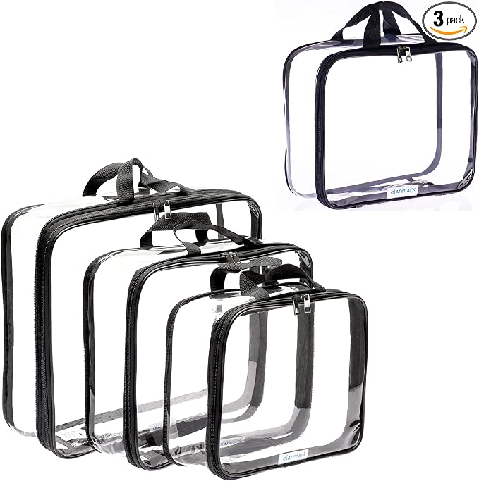 Clear Compression Packing Cubes 3 Set - Bags for Travel - Clear Cosmetic Bag - Compression Packing Cube by Olanmark