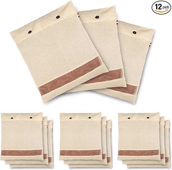 SOLSTICE Cotton Saree Covers, Saree Bags, Clothes Covers for Clothes Storage bag, Travelling, Wardrobe Organizer with Mesh, Window (16 x 14, off white) (Pack of 12) by Unknown