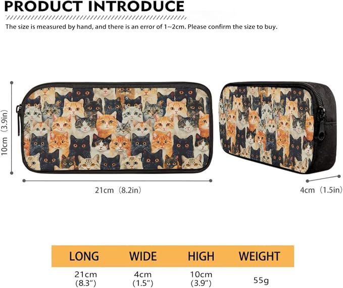 Cute Cat Print Schoolbag Set Boys Girls Backpack Lunch Bag Pencil Case 17 Inch Travel Laptop Bag with Ergonomic Straps Casual Daypack Lightweight Rucksack for Hiking Camping - Image 5
