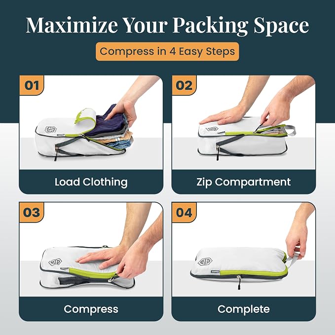 Extra Large Compression Packing Cube 6 Piece Set for Travel and Check Luggage by TRIPPED Travel Gear - Image 5