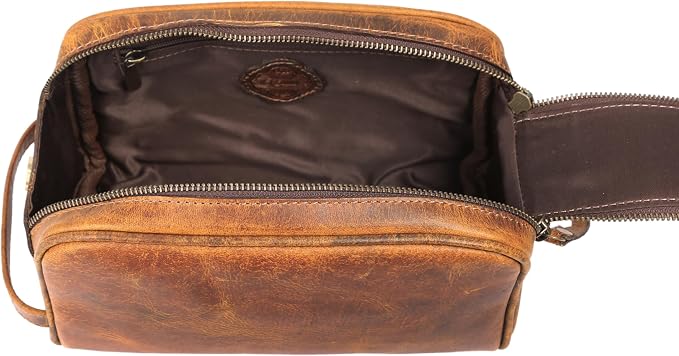 KomalC Travel Toiletry Bag – Premium Leather Dopp Kit for Men & Women with Water-Resistant Lining & Spacious Zippered Organizer - Image 6