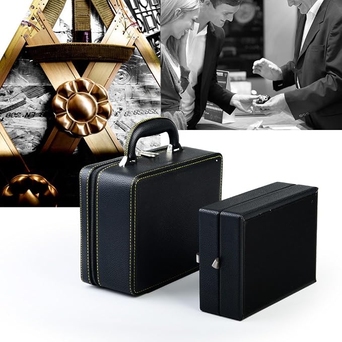 Oirlv Leather Jewelry Box Handmade Travel Jewelry Organizer Storage Case Holder For Girl Lady Earring,Ring,Necklace,Pendant,Watch,Bracelet(X010)Deep Black - Image 2