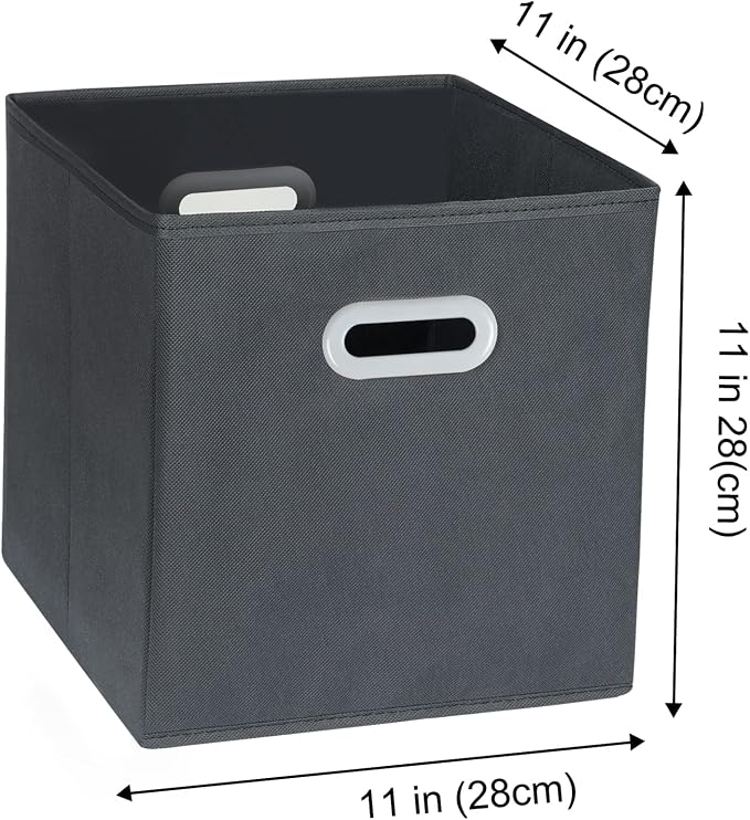Fabric Cloth Storage Bins,Fabric Cube Organizer with Dual Handles Foldable Cube Storage Baskets for Home Bedroom Storage,Set of 3, Gray - Image 2