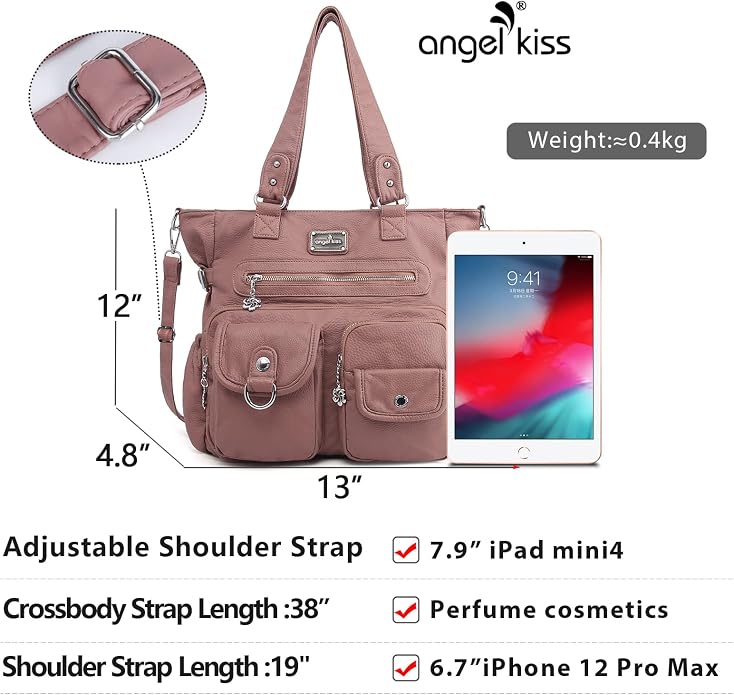 Angelkiss Purses Handbags for Women PU Tote Satchel Bags for Women Pockets Shoulder Bags… | PU - Image 3