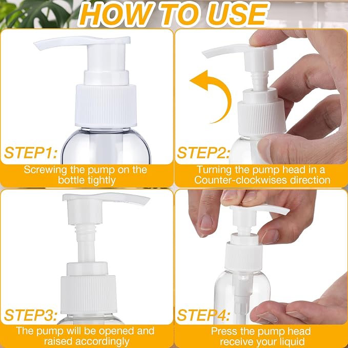 Nuenen 48 Pcs Refillable Empty Lotion Bottles 4oz/120ml Plastic Pump Bottles Conditioner Shampoo Dispenser Leak Proof Pump Container for Body Wash, Creams, Liquid Soap(White) - Image 4