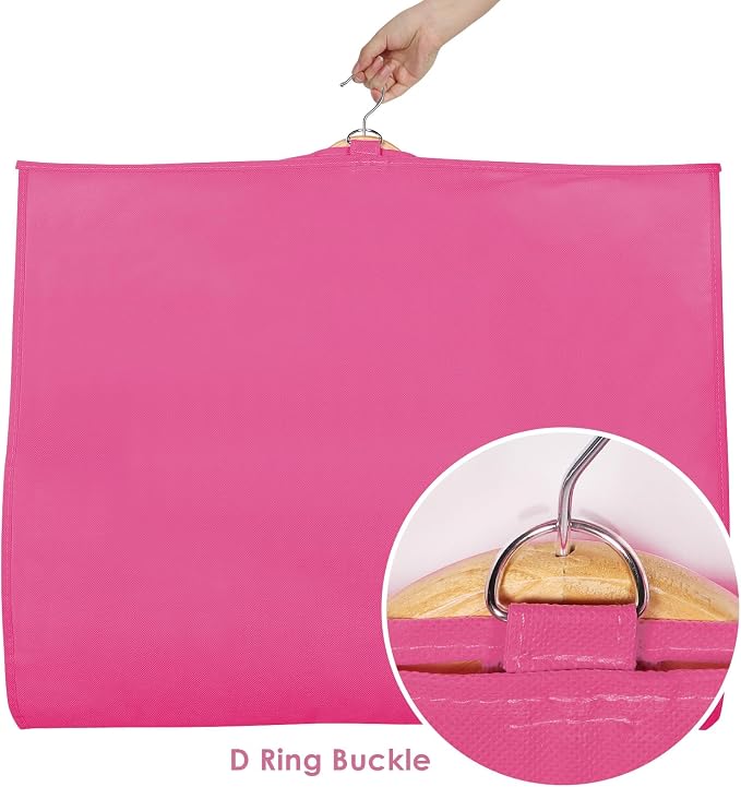 Univivi Dance Costume Bags Garment Bag 40 Inch Hanging Clothes for Dance Competitions, with 3 Medium Clear Zipper Pockets for Dance Costumes, Closet Storage (Rose Red) - 4 Pack - Image 4