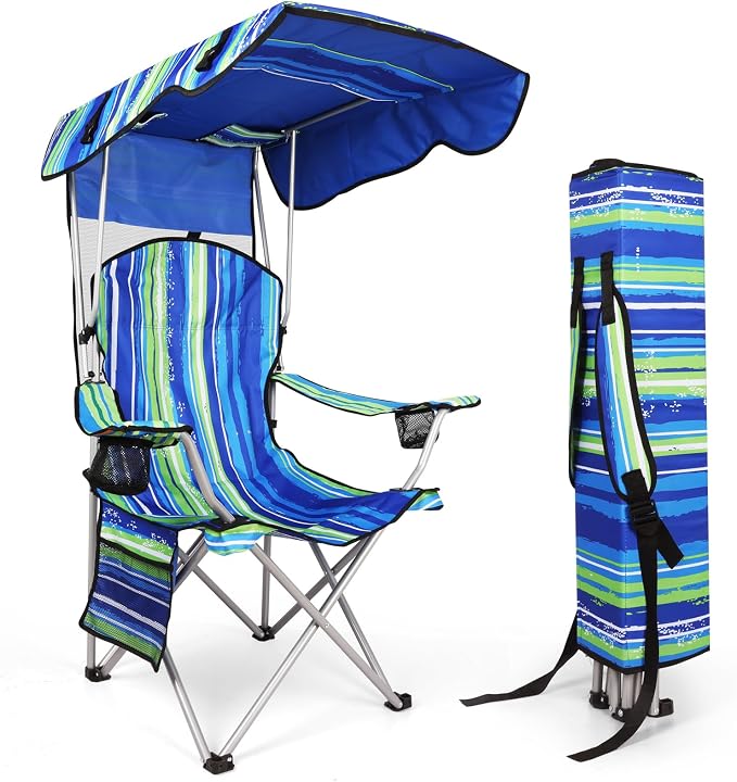 VTOY Portable Camping Chair with Canopy - Folding Chair with Canopy, Durable 600D Oxford Canopy Chair for Camping, Beach, Picnics, Fishing & Sports by VTOY