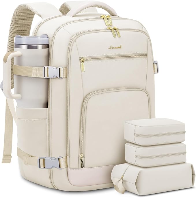 LOVEVOOK 50L Large Travel Backpack for Women Flight Approved, Carry on Backpack for Airplanes, Personal Item Travel Bag, Waterproof 18 Inch Laptop Backpack, Business Weekender Overnight Daypack, 4Pcs by LOVEVOOK