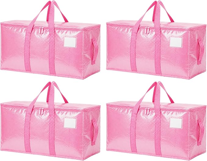 Songrey Heavy Duty Moving Bags, 4 Pack Large Storage Bags with Zipper & Handles, Waterproof Totes Bags for Clothes Packing, Moving, College Supplies, Home Organization by Unknown