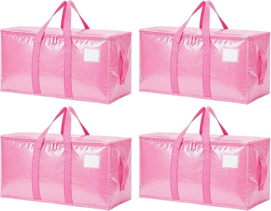 Songrey Heavy Duty Moving Bags, 4 Pack Large Storage Bags with Zipper & Handles, Waterproof Totes Bags for Clothes Packing, Moving, College Supplies, Home Organization by Unknown