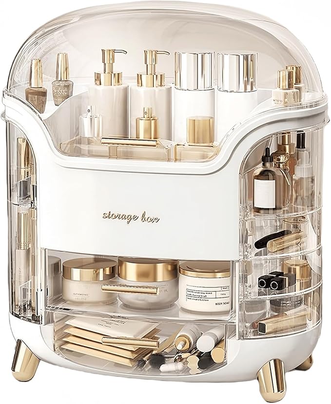 Omeily Large Makeup Organizer Countertop Vanity Organizer Cosmetic Organizer Makeup Storage Box Bathroom Counter Organizer Perfume Skincare Organizers Gift Women Girls Clear Design Easy Visibility by OmeilyBeautyLifeHall