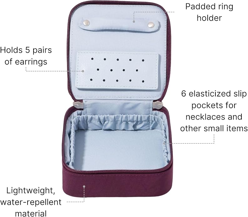 Baggallini Travel Jewelry Box - Lightweight 4.7”x4.7”x1.9” Travel Jewelry Case - Image 2