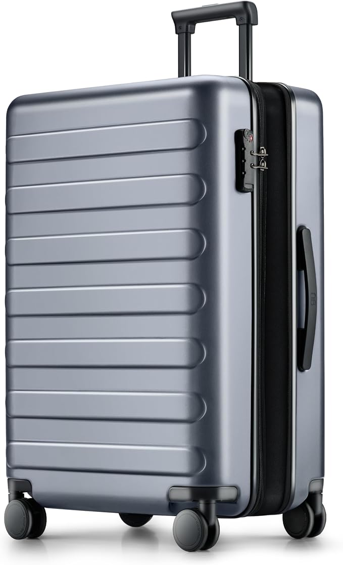 NINETYGO Large Checked Luggage 28 Inch, Checking In Luggage with Smooth Spinner Wheels, Expandable, Hard Shell PC Suitcase, Lightweight Travel Luggage, TSA Approved (Grey, Rhine Max) by NINETYGO