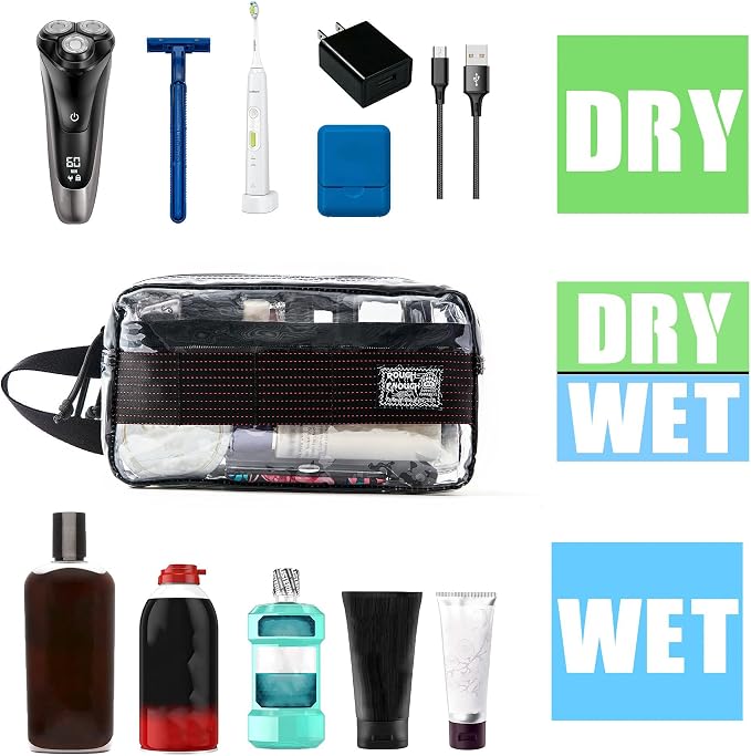 Rough Enough Clear Travel Toiletry Bag for Men Women Traveling Toiletries Essentials Shaving Hygiene Dopp Kit - Image 4
