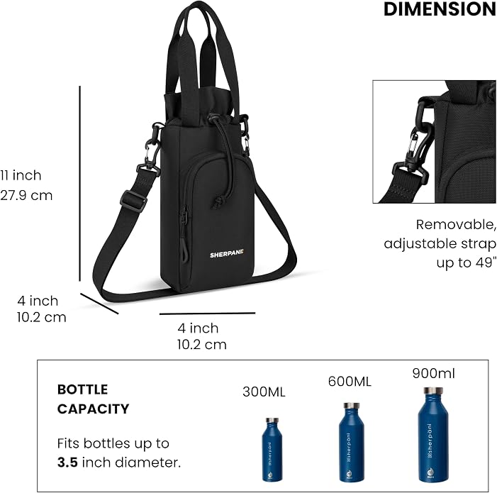 Sherpani Izzie, Water Bottle Crossbody, 32oz Bottle Carrier Bag | Bottle Holder Sling with Phone Pocket, Cross Body Drink Carrier Men Women, RFID Protection for Hiking Camping, Travel Gift - Image 4