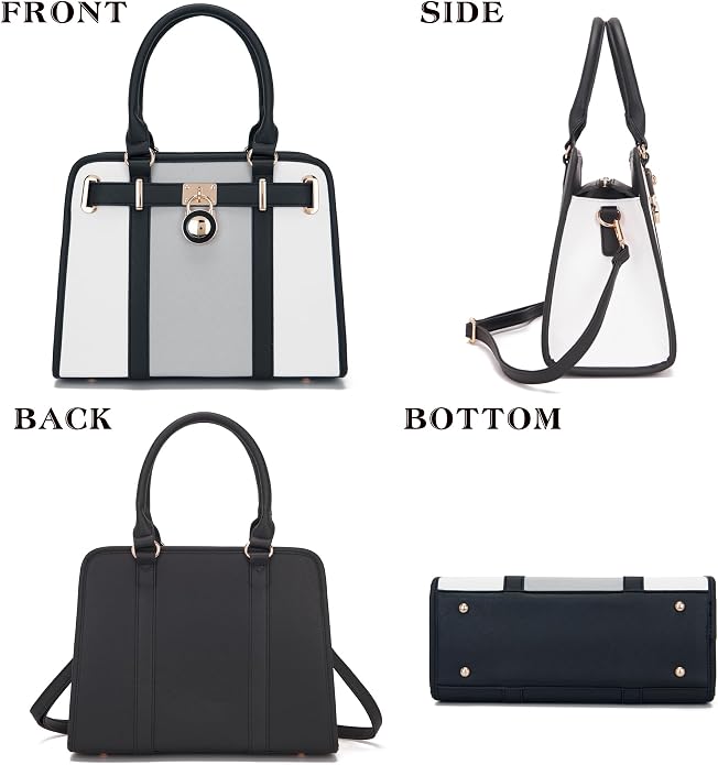 Qiyuer Structured Satchel Tote Handbags Set Women Purses with RFID Wallet | Premium, Sturdy, Spacious, Chic for Daily & Work, Vegan PU Leather, Multi-way Carry, Large Capacity RFID Wallet, Ideal Gift - Image 4