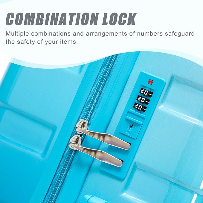 3 Luggage Sets, ABS Hardshell Suitcase Spinner Wheels with Lock - Image 5