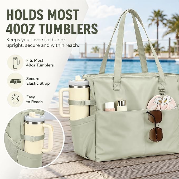 Bluboon Waterproof Beach Tote Pool Bags for Women Ladies Extra Large Carry On Bag With Wet Compartment for Weekender Travel - Image 9