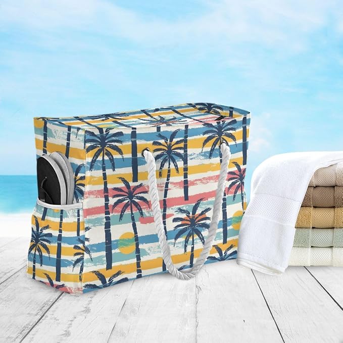 senya Large Beach Bags Totes Swim Canvas Tote Shoulder Bag Water Resistant Bags for Gym Travel Daily - Image 6