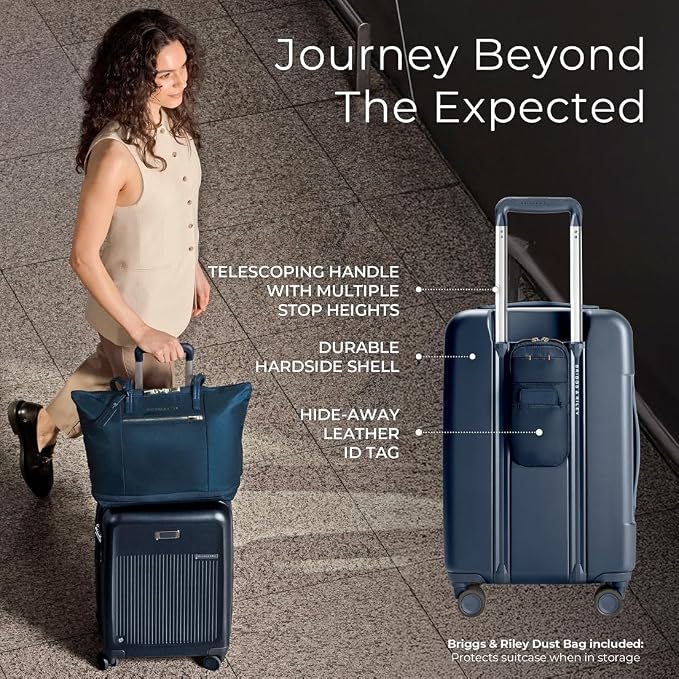 Briggs & Riley Essential 22 Inch Carry-On Expandable Spinner - Expandable Hardside Carry-On Luggage with CX Compression Technology - TSA Lock - Spinner Wheels - Sympatico Collection - Navy - Image 6