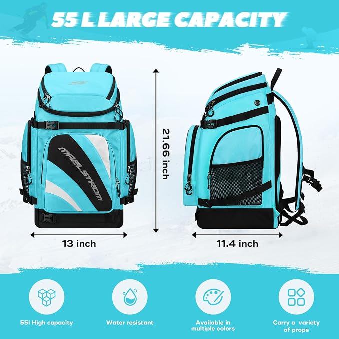 Maelstrom Ski Boot Bag,55L Large Ski Boots Travel Backpack for Men Women,Waterproof Snowboard Boot Bag for Skis Accessories - Image 4