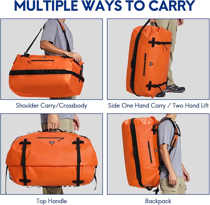 Haimont IPX7 Waterproof Roll-Top Dry Duffel Backpack | 60L/90L Sizes, 500D Tarpaulin, Welded Seams, Mesh Pockets, Boating & Kayaking - Image 6