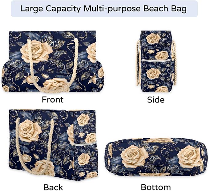 Large Beach Bag with Zipper Beach Bags for Women Water Resistant Swim Pool Bag - Image 5