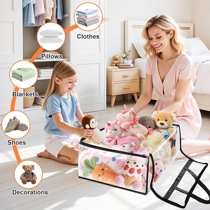 SpaceTrove Clear Clothes Storage Bags, 6 Pack Closet Organizers and Under Bed Storage Containers, Foldable Moving Bags with Zippers for Comforter, Blanket, Bedding, Duvet, PVC Packing Bags 40L - Image 6