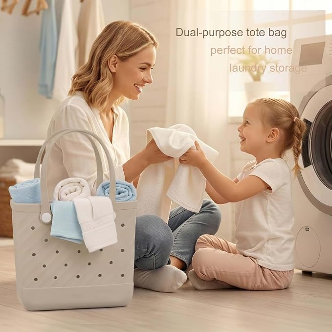 Rubber Tote Bag Extra Large & Medium, Waterproof Beach Bag for Women Men, Pool Travel Swim Silicone Tote - Image 2