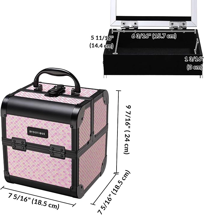 BYOOTIQUE 4in1 Cosmetology Case on Wheels w/Cosmetic Storage Makeup Artist | Aluminum Rolling Makeup Suitcase 360° Detachable Wheel Lockable Makeup Case Organizer w/ Mirror Nail Tech AD Bloom - Image 8