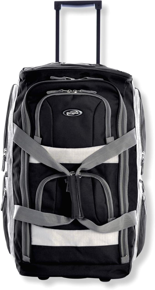 Olympia U.S.A. 22 inch Carry On 8 Pockets Wheeled Rolling Duffel Bag Water Resistant Luggage Lightweight Travel Suitcase with Retractable Handle by OlympiaUSA