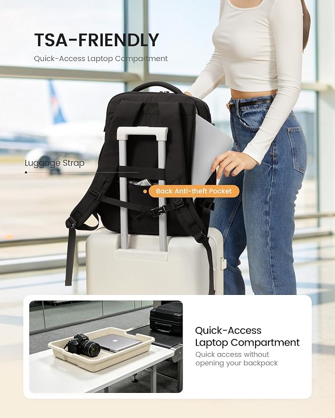 LOVEVOOK 50L Travel Backpack for Women Men, Airline Approved Carry On Luggage, Multi-Pocket TSA Personal Item Bag fits 17 Inch Laptop, Waterproof Weekender Overnight Suitcase Travel Essentials - Image 6